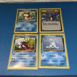 •5 FOR $10 KIDS TOYS•4 Pokémon Cards 1999 Original Wizards Base Set Water Types